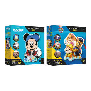 2D-Holzpuzzle-Set Paw Patrol Hundecrew + Disney - Mickey and Friends