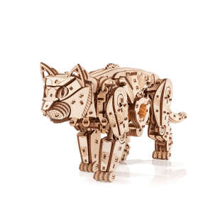 3D-Holzpuzzle Mechanische Katze - natur