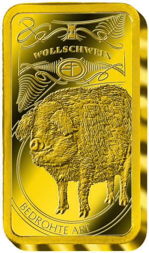 Goldbarren Bedrohte Tierarten "Wollschwein"