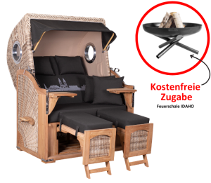 Strandkorb Düne Teak Skyline Bremen inkl. Feuerschale IDAHO