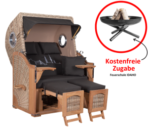 Strandkorb Düne Teak Skyline Hamburg inkl. Feuerschale IDAHO