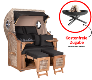 Strandkorb Düne Teak Skyline Ostfriesland inkl. Feuerschale IDAHO