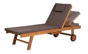 deVries Teakholz Lounger Woodie mit Rädern (uni grey)