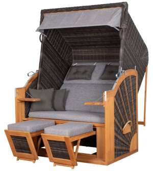 Strandkorb deVries PURE® Classic XL SUN Teak PE stone grey Dessin 466