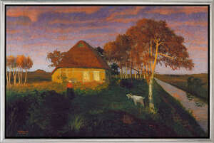 Otto Modersohn: Bild "Moorkate im Abendsonnenschein" (1899) gerahmt