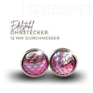 Ohrstecker Edelstahl Fischschuppen rosa/pink