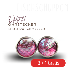 Ohrstecker Edelstahl Fischschuppen rosa/pink