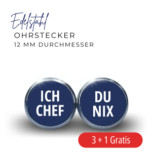 Ohrstecker Edelstahl ICH CHEF DU NIX