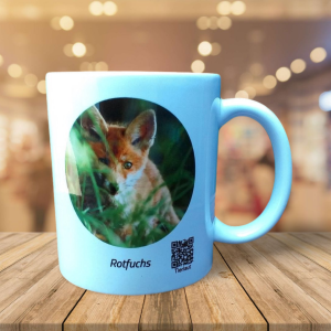 Fuchs-Tasse mit Tierlaut und Tierinfos zum Anhören