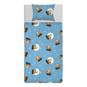 Bagger Ben Kleinkinder Bettwäsche-Set - 2-teilig, blau, 100% Baumwolle, weich und atmungsaktiv - für Jungen und Mädchen - Bettbezug 100 x 135 cm, Kissenbezug 40 x 60 cm