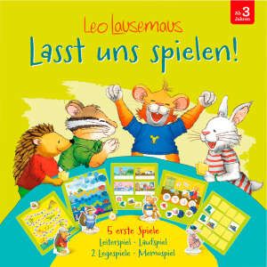 Leo Lausemaus: Lasst uns spielen! – Spielesammlung für Kinder ab 3 Jahren inklusive 5 Brettspiele: Memo-, Lege- und Leiterspiel, Spielesammlung Klassiker für 2-4 Spieler