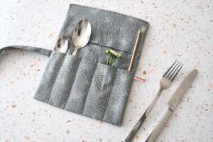 Besteckrolle "Glitter auf grau"