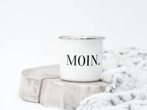 Moin. - Emaille Tasse (Silber)